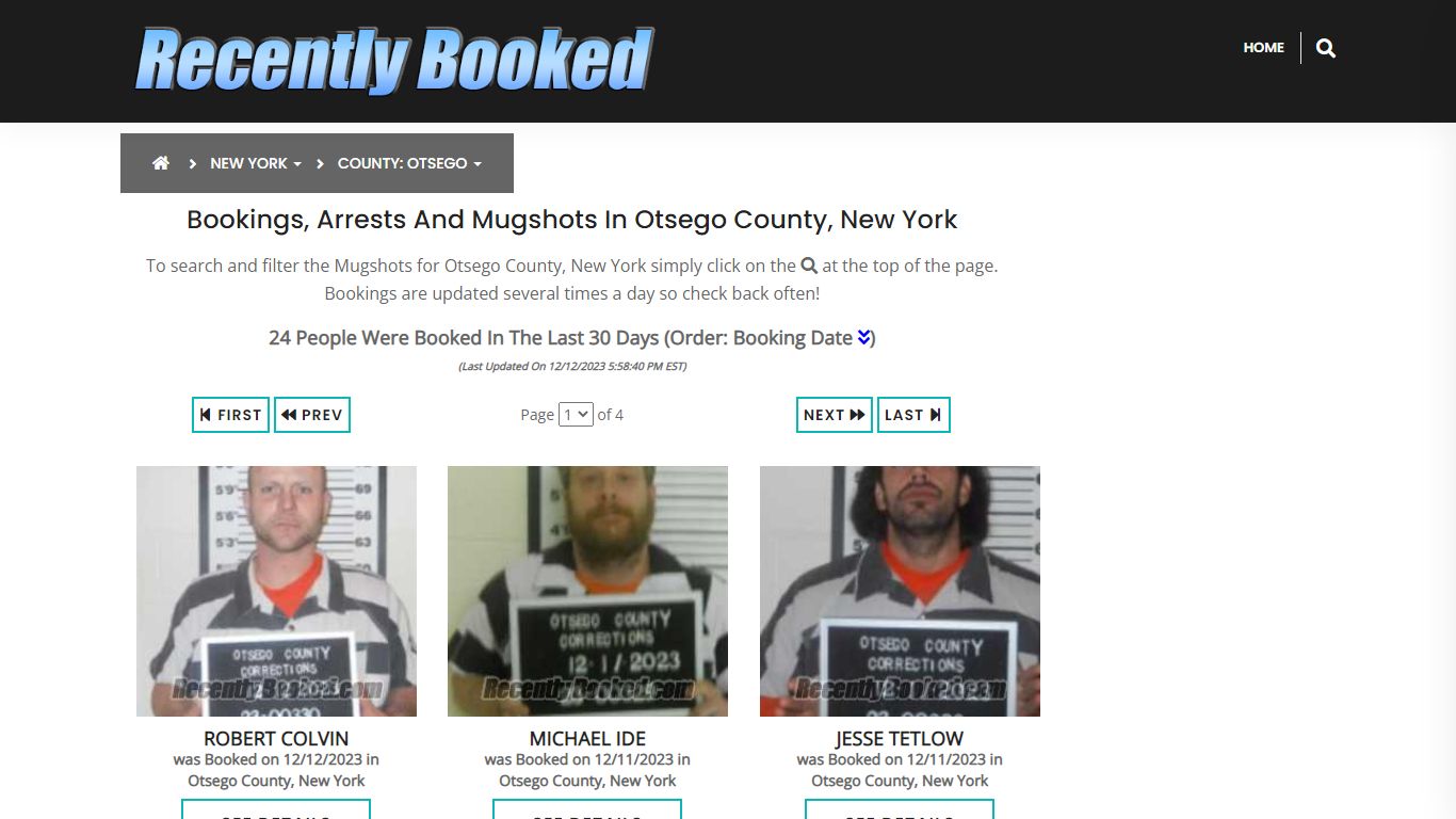 Bookings, Arrests and Mugshots in Otsego County, New York - Recently Booked